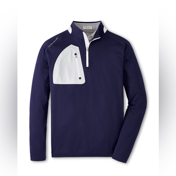Peter Millar Navy Blue Verge Performance Quarter-Zip Pullover MS24EK42 Golf